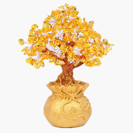 Feng Shui Citrine Quartz Crystal Money Tree Bonsai Style Decoration for Luck and Wealth