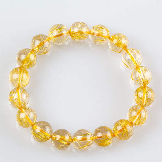 Natural Gold Rutilated Quartz Titanium Crystal Bracelets For Wealth